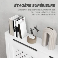 HOMCOM Couvercle de radiateur cache radiateur grille croisée pour salon chambre à coucher en bois 112l x 19P x 81,5H cm blanc(m-5)