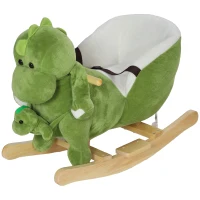 AIYAPLAY Cavallo a Dondolo per Bambini 18-36 Mesi a Dinosauro con Suoni e Rivestimento Morbido, Verde(m-11)