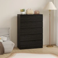 HOMCOM Chest of Drawers, 5 Drawer Dresser, Modern Storage Cabinet with 5 Drawers, for Bedroom, Living Room, Black(m-7)