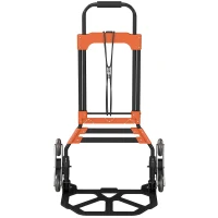 HOMCOM Heavy Duty Foldable Trolley on Wheels, Steel Folding Hand Truck, 75kg, Black and Orange(m-15)