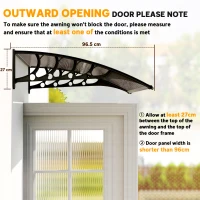 Outsunny Front Door Canopy, Outdoor Awning, Rain Shelter for Window, Porch and Front/Back Door, 103 x 96.5 cm, Brown(m-7)
