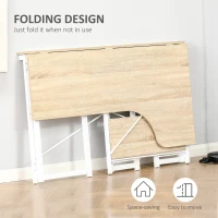 HOMCOM Folding Desk, L Shaped Desk, Corner Computer Desk with 2-Tier Storage Shelf for Home Office, Study Room, Workstation, Easy Assembly, 120 x 72.5 x 76.5cm, Oak Tone(m-4)