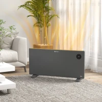 HOMCOM 2000W Electric Convector Heater, Freestanding or Wall Mounted, Space Heater with Adjustable Thermostat, Timer, Grey(m-2)