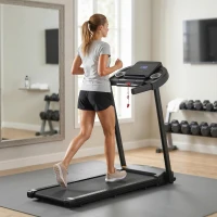 HOMCOM Cinta de Correr para Casa 1-12 KM/H 1,5HP con 12 Programas Ruedas Pantalla LED y Soporte para Móvil para Hogar Oficina(m-2)