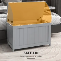 HOMCOM Storage Chest, Modern Storage Trunk with 2 Safety Hinges and Cut-out Handles, Wooden Toy Box for Living Room, Entryway, 76 x 40 x 48 cm, Grey(m-4)