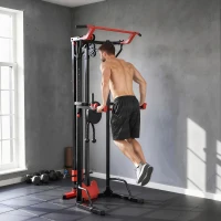 SPORTNOW Power Tower with Lat Pull Down Machine, Pull Up Bar, Dip Station, Adjustable Height Power Pack for Home Gym(m-15)