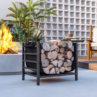 Outsunny Feuerholzgestell, kompakt, bis 50 kg Holz, abnehmbarer Tragebeutel, 49x34x44 cm, Schwarz(m-8)