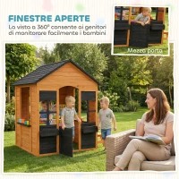 AIYAPLAY Casetta in Legno Bambini con Vasi Fiori, per Gioco Esterno/Interno, Età 3–8, Marrone(m-5)