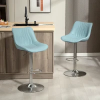 HOMCOM Lot de 2 tabourets de bar, chaises de bar structure en acier hauteur réglable 92-110 cm, dossier repose-pieds bleu foncé(m-10)