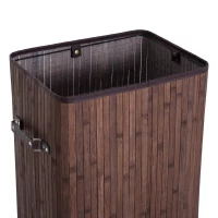 HOMCOM Cesto Portabiancheria in Bambù con Coperchio e Sacco in Tessuto Rimovibile, 40x30x60cm, Marrone(m-7)