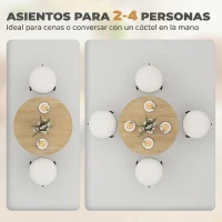 HOMCOM Mesa Redonda de Comedor para 2 Personas con Patas de Acero Cruzadas Ø80x75 cm Blanco Roble(m-4)