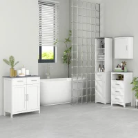 kleankin Mobiletto Bagno con 2 Ante, 2 Cassetti e Ripiano Regolabile, in MDF, 68x33x76cm(m-8)