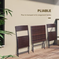 Outsunny Ensemble Meubles de Jardin Design Table carré et chaises Pliables résine tressée Imitation rotin Marron(m-4)