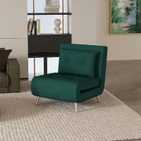 HOMCOM Liegesessel Sessel mit Liegefunktion Schlafsessel, Knopfheftung, Leinenoptik, 77 cm x 88 cm x 83 cm, Grün(m-10)
