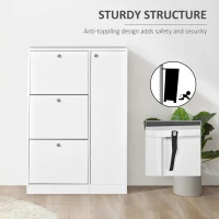 HOMCOM Shoe Cabinet with 3 Flip Drawers, Narrow Shoe Storage Cabinet with 5-tier Cupboard and Adjustable Dividers for Hallway, Entryway, White(m-6)