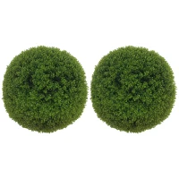 HOMCOM Lot de 2 boules de buis artificielles de 40 cm décoration pour intérieur ou extérieur vert foncé(m-11)