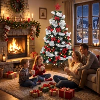 HOMCOM Weihnachtsbaum 180cm mit 200 LED-Lichtern Fernbedienung, 8 Modi, 800 Spitzen(m-4)