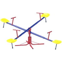 Outsunny Kids Metal Seesaw Teeter Totter Children's Playground Equipment for Garden Outdoor Indoor Swing, 4 Seats(m-1)