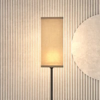 HOMCOM Floor Lamp, Modern Standing Lamp with Linen Shade and Foot Switch, Tall Lamps for Bedroom, Bulb not Included, Black(m-8)