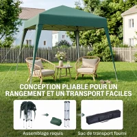 Outsunny Tonnelle barnum de jardin pop-up pliant 2,4 x 2,4 m acier polyester anti UV avec sac de transport vert foncé(m-5)