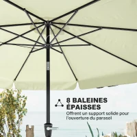 Outsunny Parasol de jardin extérieur parasol inclinable rond Ø2,7 m avec manivelle et protection solaire UV50+, beige(m-7)