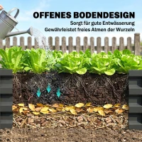 Outsunny Hochbeet Metall 2er-Set, Offener Boden, Für Garten Balkon, 110x50x30cm, Dunkelgrau(m-5)