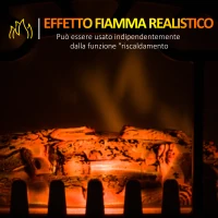 HOMCOM Camino Elettrico con Effetto Fiamma Regolabile, Caminetto Elettrico 925W/1850W con Temperatura Regolabile, Termostato, Protezione da Surriscaldamento, 36 x 25.5 x 41.5cm, Nero(m-5)