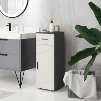 kleankin Mobiletto Bagno in Truciolato con Cassetto e Armadietto a 2 Livelli Regolabili, 30x30x82 cm, Grigio(m-9)
