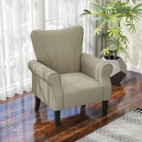 HOMCOM Upholstered Accent Chair with Rolled Arms and Wood Legs, Armchair for Living Room Bedroom, Beige(m-3)