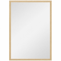 HOMCOM Miroir mural rectangulaire 50 x 70 cm, cadre en bois, idéal pour la salle de bain, salon ou chambre, naturel