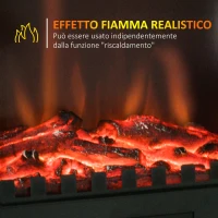 HOMCOM Camino da Terra Elettrico Potenza 1000W / 2000W con Effetto Fiamma Luminosità Regolabile, Caminetto Elettrico con Temperatura Regolabile e Protezione Anti Surriscaldamento, 39x23x56.5cm, Nero(m-4)