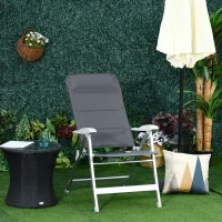 Outsunny Scaun de pescuit pliabil cu brațe și spătar reglabil, din aluminiu și poliester, 75x61,5x76-115 cm, gri(m-10)