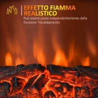 HOMCOM Camino Elettrico con Effetto Fiamma Stile Retrò, Termostato 1000-2000W e Luce Regolabile, Nero(m-5)