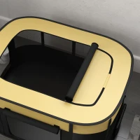 PawHut Parc pliable pour animaux de compagnie parc pour chiots en tissu Oxford avec fenêtres et portes sac de rangement jaune(m-9)