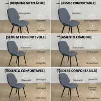 HOMCOM Set 2 Scaune de Luat Masa cu Spătar Curbat, în Material Textil de Tip In, Spumă și Oțel, 46x56x86 cm, Gri și Negru(m-5)