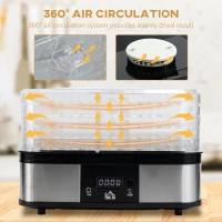 HOMCOM 5 Tier Food Dehydrator, 245W Stainless Steel Food Dryer Machine with Adjustable Temperature, Timer and LCD Display for Drying Fruit, Meat, Vegetable, Jerky and Pet Treat, Black(m-7)