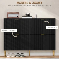 HOMCOM Elegant Four-Drawer Shoe Cabinet - Black(m-4)
