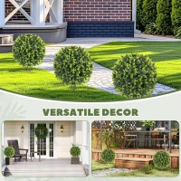 HOMCOM Set of 2 40 cm Artificial Boxwood Topiary Ball Bush with Integrated Ground Stake, Eucalyptus Leaves, Indoor Outdoor UV Resistant Faux Greenery, Faux Plants for Garden, Porch, Balcony(m-6)