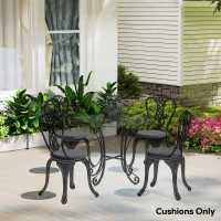 Outsunny Outdoor Bistro Chair Cushions Set of 4 with Removable Cover, 41 x 41 x 5 cm Round Seat Cushions with Ties, Dark Grey(m-2)