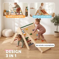 AIYAPLAY Gioco da Arrampicata con Triangolo e Pannello Scivolo ed Arrampicata, per Bambini 18-48 Mesi, Multicolore(m-4)