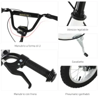 HOMCOM Monopattino con Manubrio Regolabile, Ruote Grandi, 2 Freni e Telaio in Metallo, per Bambini 5+ Anni, Max 100kg, 120x58x85-95cm, Bianco(m-7)
