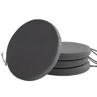 Outsunny Outdoor Bistro Chair Cushions Set of 4 with Removable Cover, 41 x 41 x 5 cm Round Seat Cushions with Ties, Dark Grey(m-11)