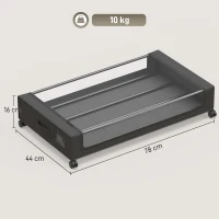HOMCOM Set 2 scatole portaoggetti sottoletto con ruote e zip, 40 L, 78x44x16 cm, nero(m-3)