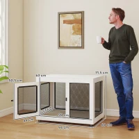 PawHut Casetta per Cani Taglia Grande con 2 Porte Bloccabili e Cuscino Lavabile, 94x60x71.5 cm, Bianco(m-3)