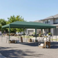 Outsunny Gazebo da Giardino 6x3 m per Eventi con Pareti Rimovibili e Finestre Trasparenti, Verde(m-9)