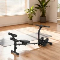 SPORTNOW Rudermaschine, Rudergerät für Situps, 12-stufig verstellbar, 2-in-1 Kardiogerät, LCD-Anzeige, Stahl, Kunststoff, Schwarz(m-10)