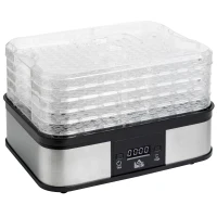 HOMCOM 5 Tier Food Dehydrator, 245W Stainless Steel Food Dryer Machine with Adjustable Temperature, Timer and LCD Display for Drying Fruit, Meat, Vegetable, Jerky and Pet Treat, Black(m-10)