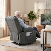 HOMCOM Dual Motor Recliner Chair, 55° Electric Lift Chair for Elderly, Recliner Armchair with Massage and Heat, Dark Grey(m-8)