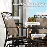 Outsunny Double Outdoor Glider Chair, 2 Seater Patio Rocking Chairs, Swing Bench with Tempered Glass Table, Breathable Mesh Fabric for Backyard, Garden, Porch, Brown(m-7)