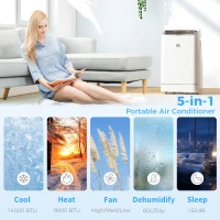 HOMCOM 14000 BTU Mobile Air Conditioner, Smart Home WiFi Compatible, with Heater, Cooler, Dehumidifier, Fan, 24H Timer(m-5)